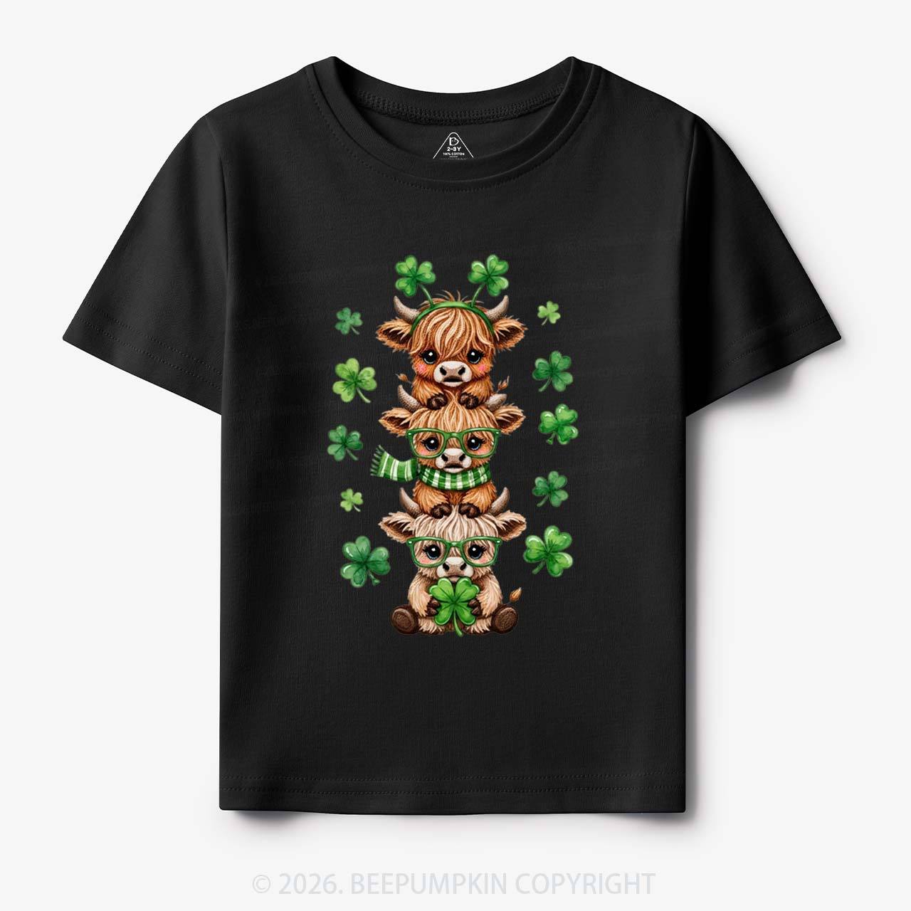 Highland Cow St. Patrick's Day Toddler&Kid's Tees Beepumpkin