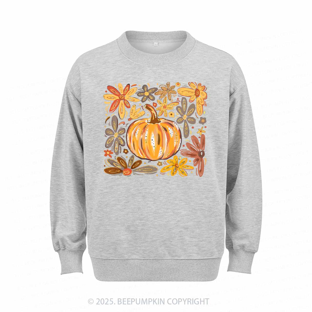 Glitter Boho Fall Floral Pumpkin Sweatshirt Beepumpkin