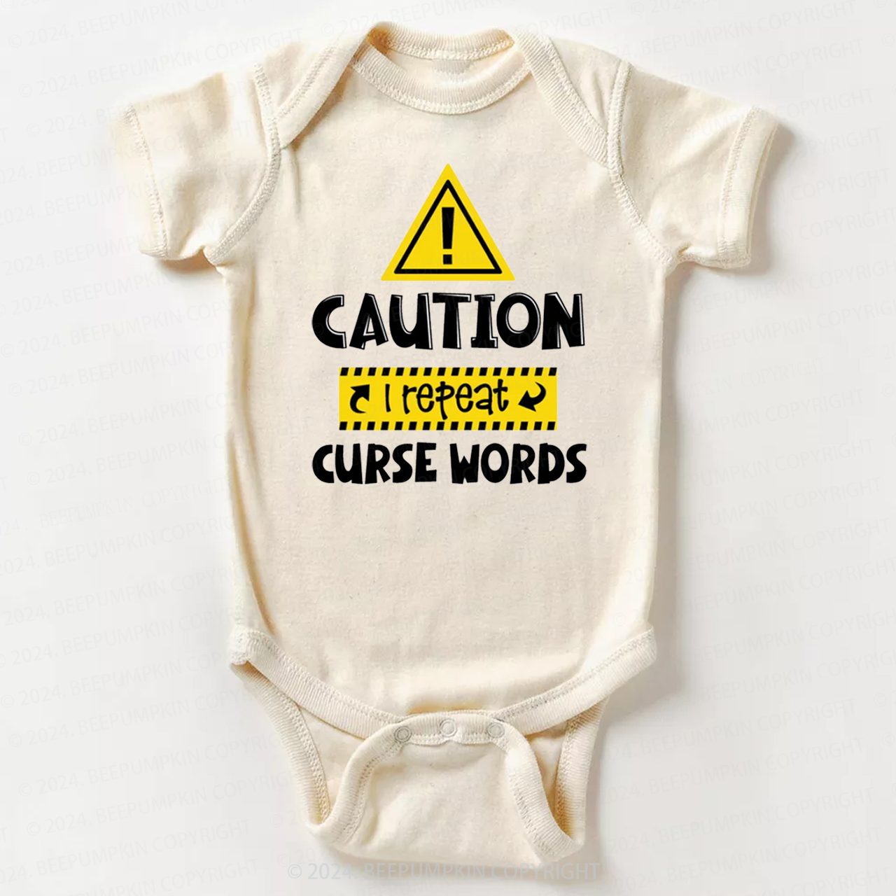 Caution I Repeat Curse Words Bodysuit For Baby 7