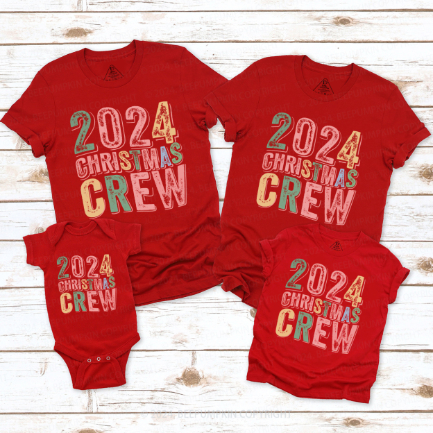2024 Christmas Crew Rainbow Font Shirts For Family Beepumpkin