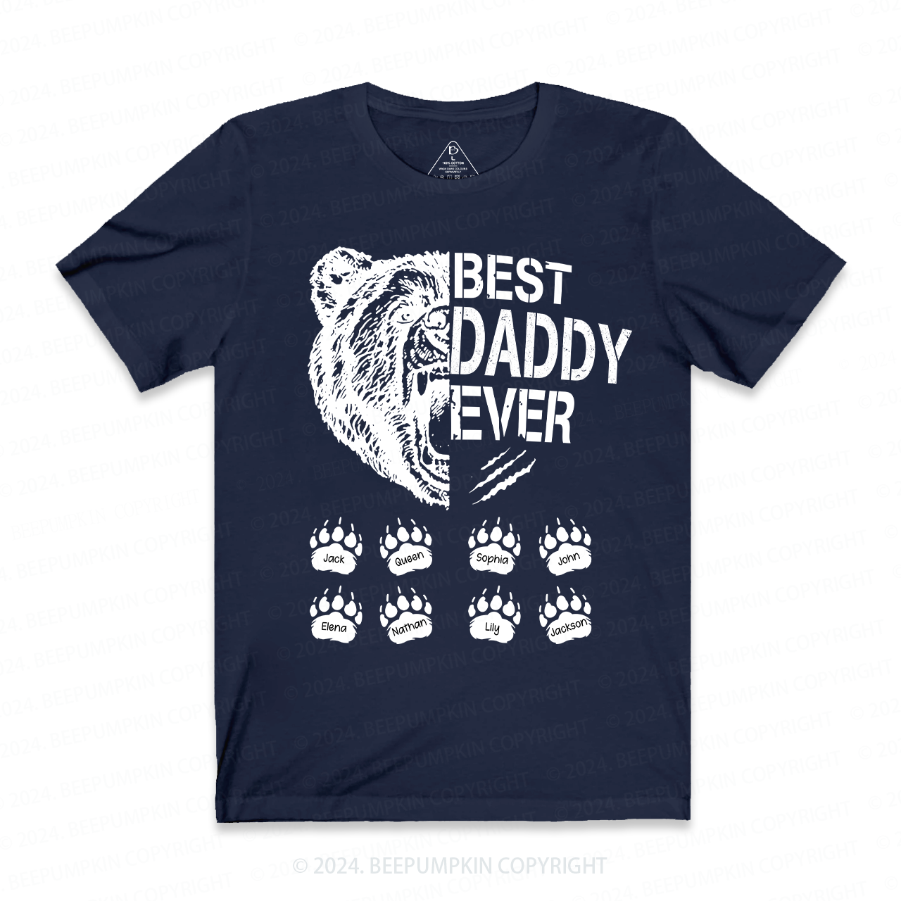 Personalization Name Papa Bear Funny Dad T-shirt
