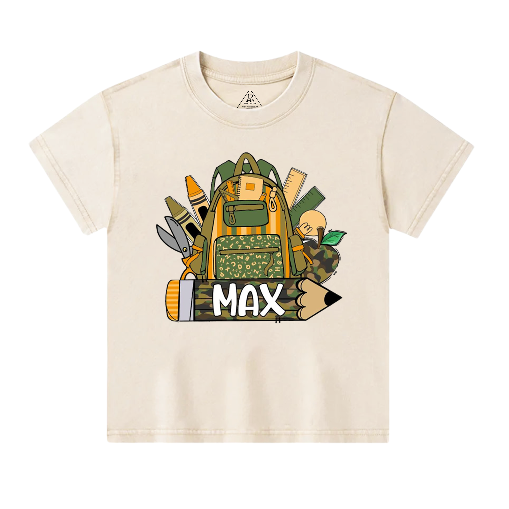 Personalized Name Camouflage School Bag Toddler&Kids Washed Tees