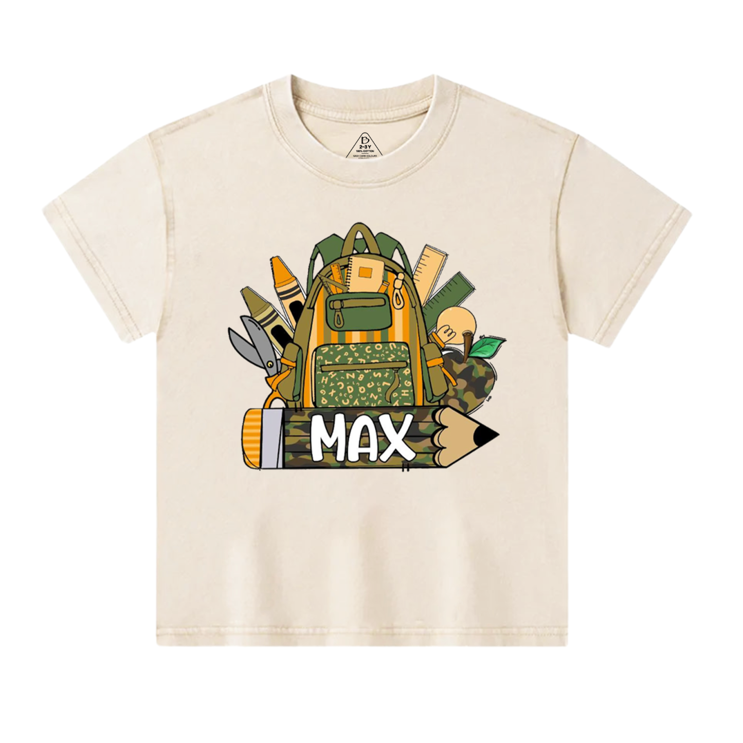 Personalized Name Camouflage School Bag Toddler&Kids Washed Tees