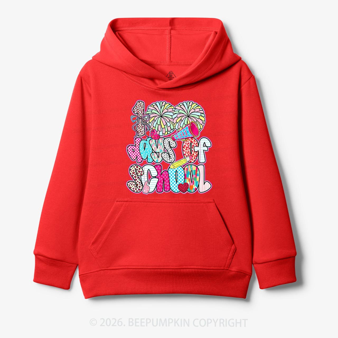Cheer For 100 Days Pom Pom School Spirit Toddler&Kid's Hoodies