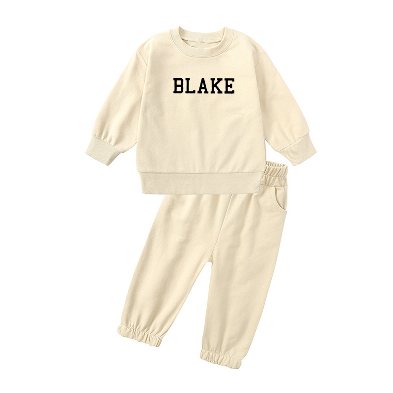 Personalized Kids Name Solid Color Sweatshirt Set