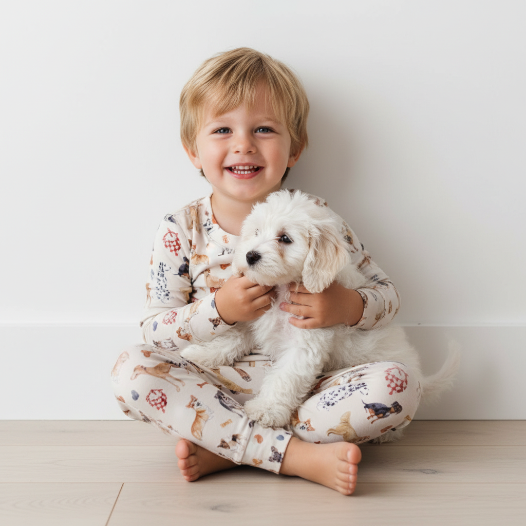 Watercolor Dogs Two-Piece Pajama Set For Kids