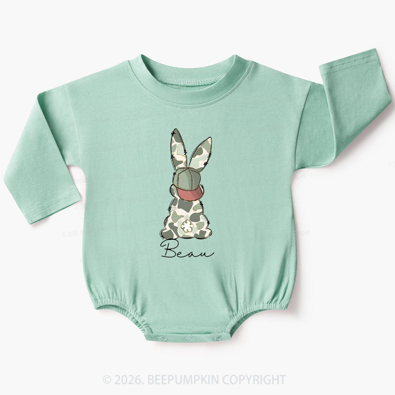 Personalized Floral Easter Bunny Baby Bubble Romper