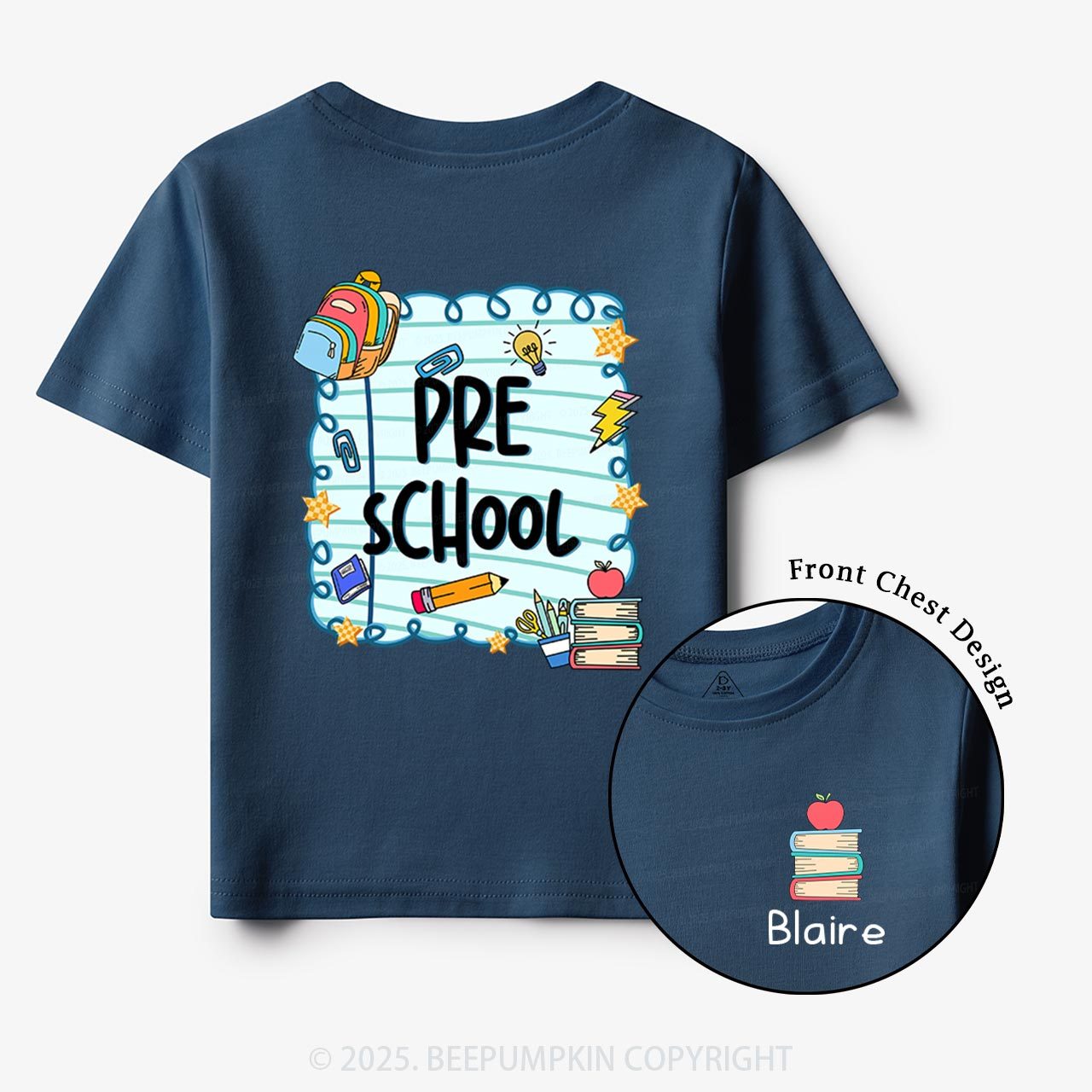 Personalized Apple Book Learning Toddler&Kid's Tees Beepumpkin