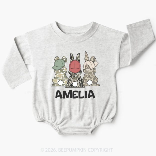 Personalized Camo Easter Bunny Baby Bubble Romper