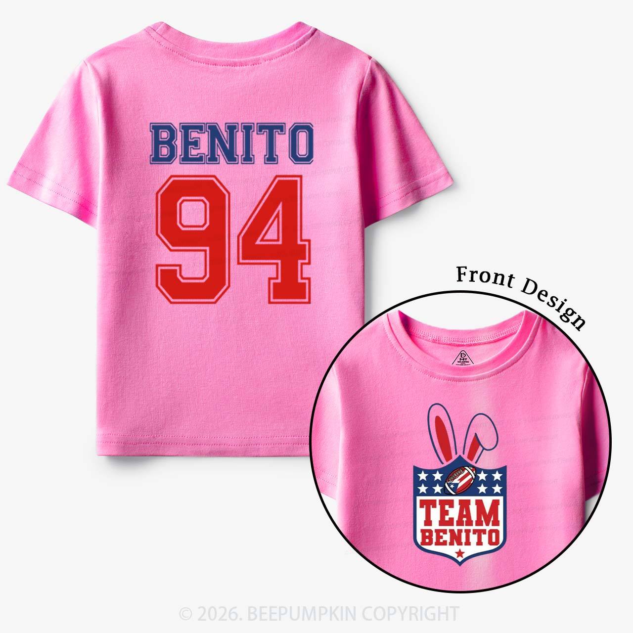 Personalized Vintage Benito Super Football Game Day Toddler&Kids Tees