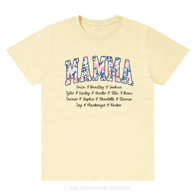 Personalized Floral with Names Mother's Day T-Shirts