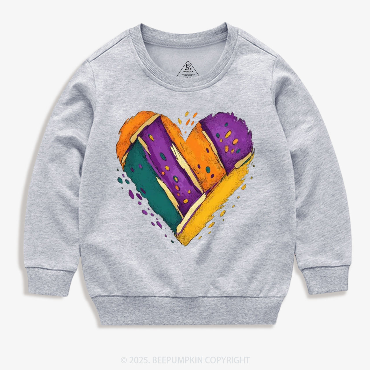 Mardi Gras Heart Kid's Sweatshirt