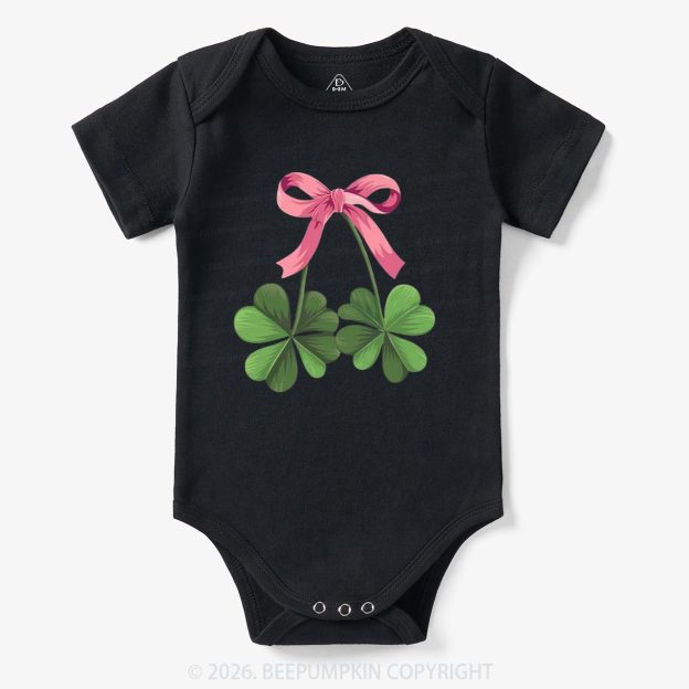 Lucky Shamrock Bow St Patrick's Day Bodysuit