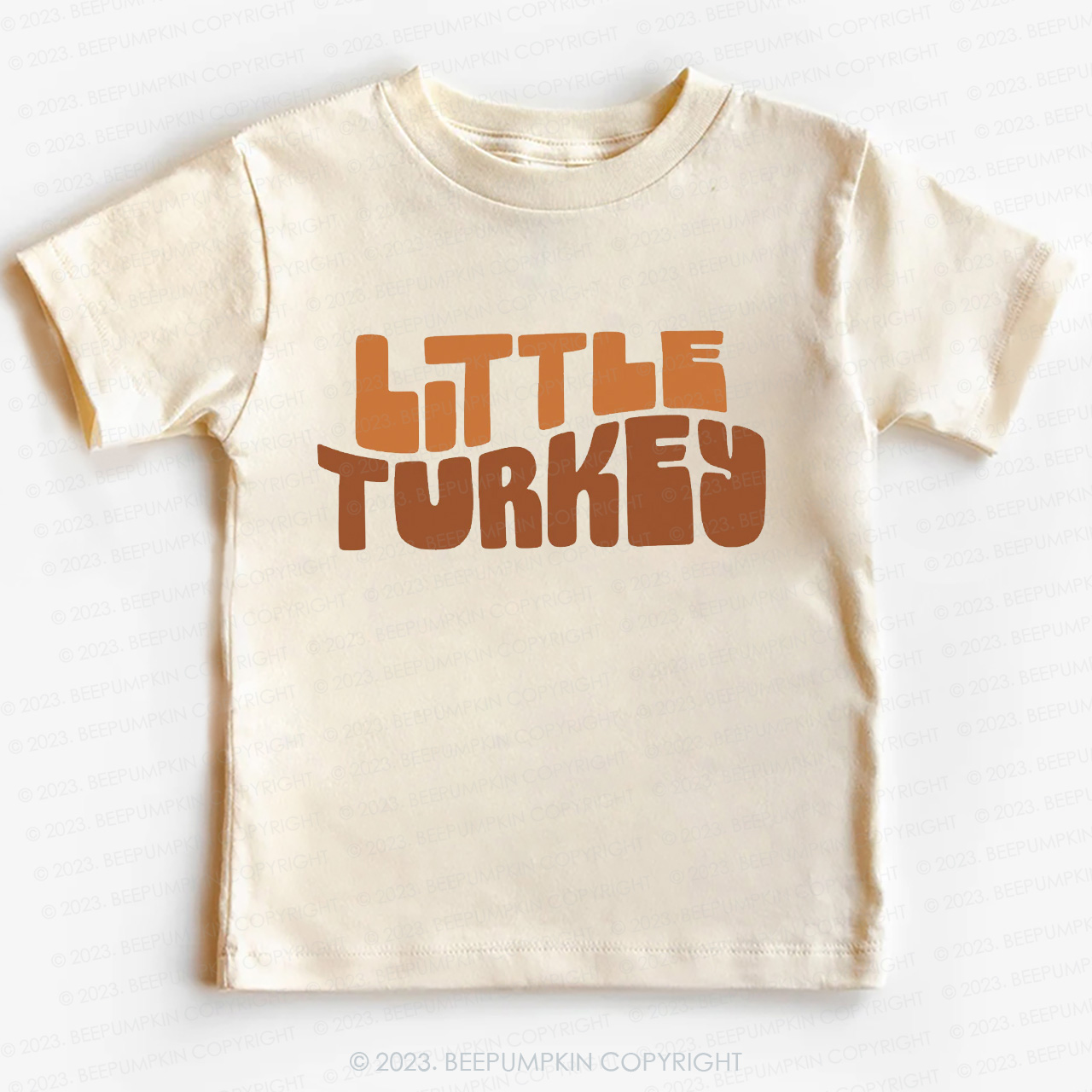 Fall Natural Little Turkey Thanksgiving Kids Tees 