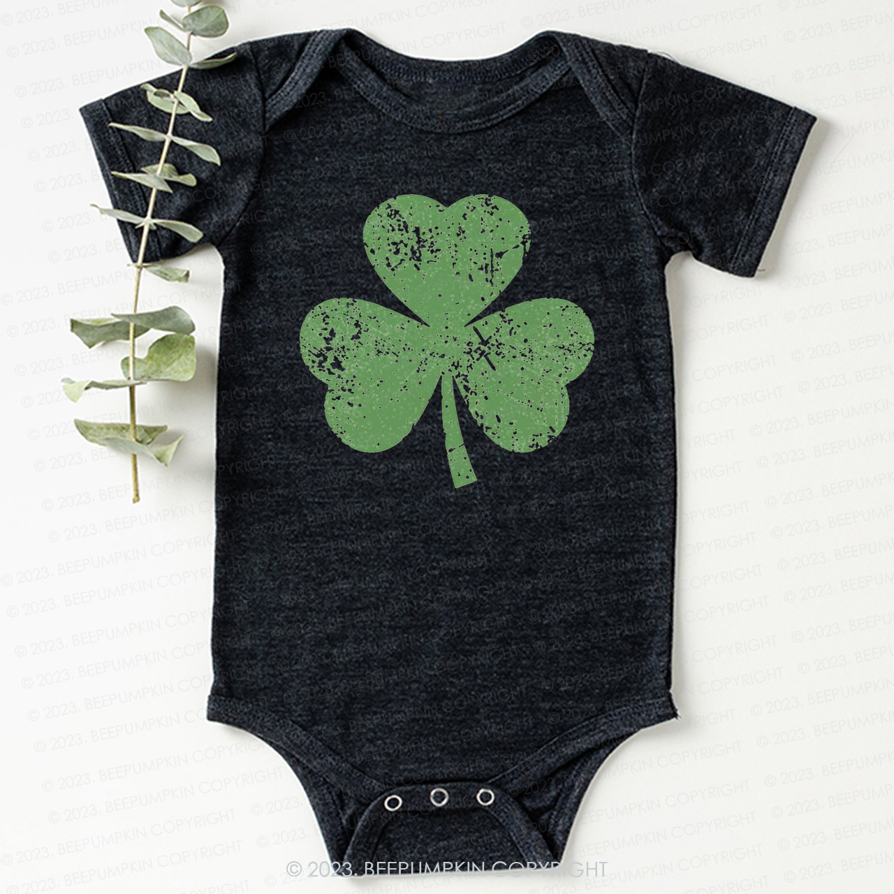 Three Leaves Clover St.Patricks Day Bodysuit For Baby