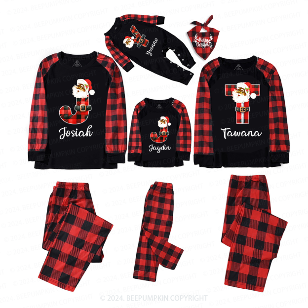 Personalized Santa Plaid Letter Christmas Matching Pajamas Beepumpkin