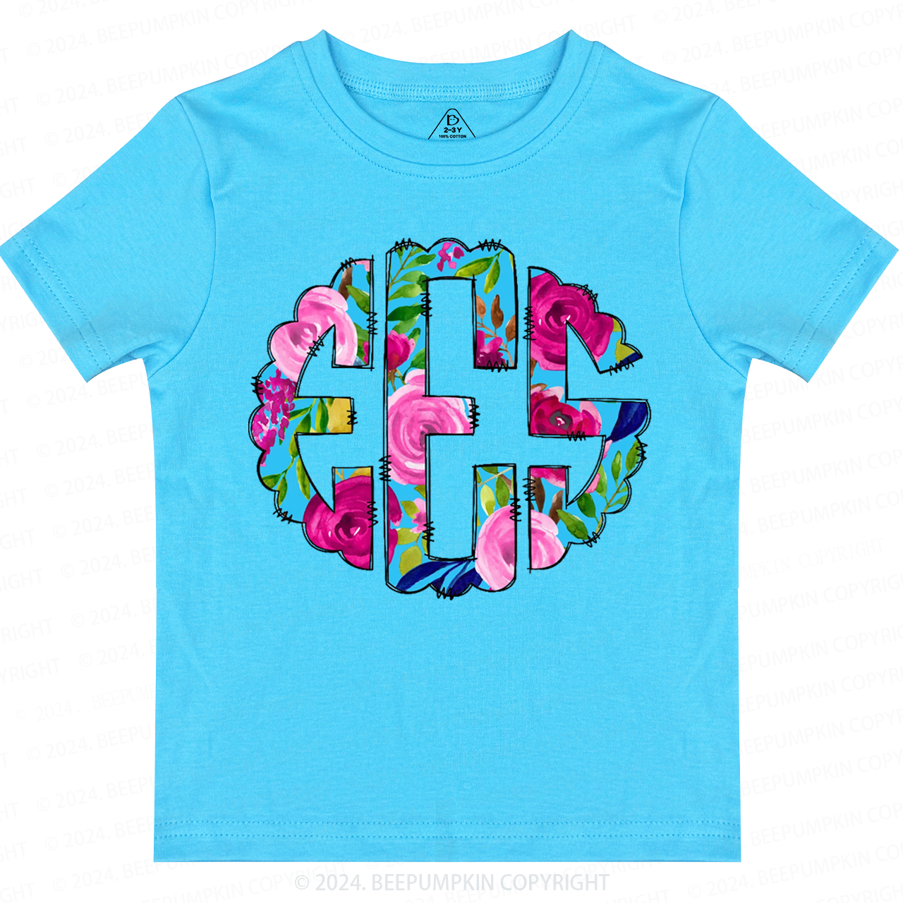 Personalized Floral Toddler&Kids Tees Beepumpkin