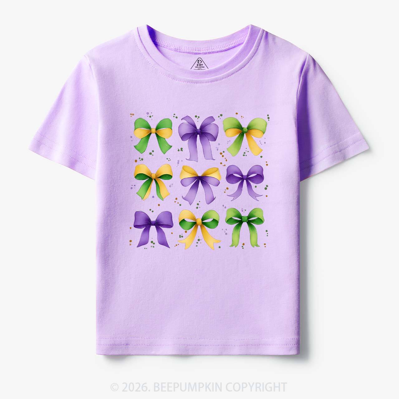Kids Mardi Gras Ribbon Bows Toddler&Kid's Tees Beepumpkin