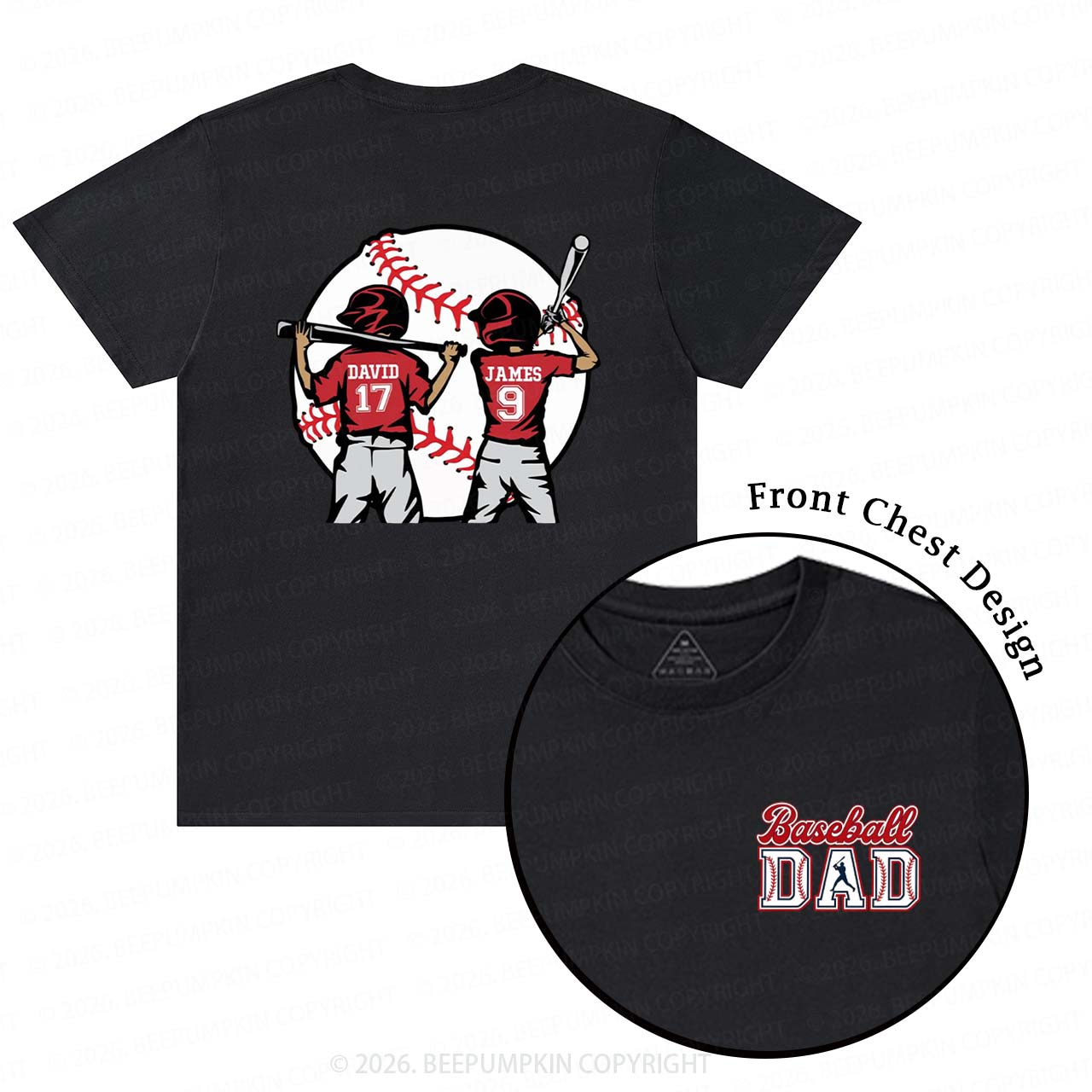 Personalized Baseball Dad Team T-Shirts