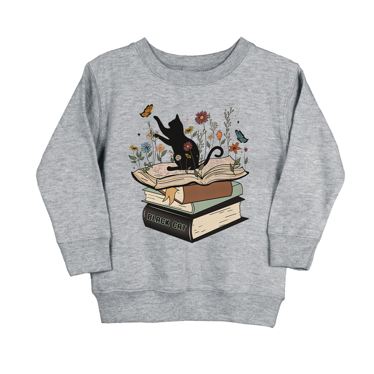Halloween Playful Cat Flower Retro Kids Sweatshirt