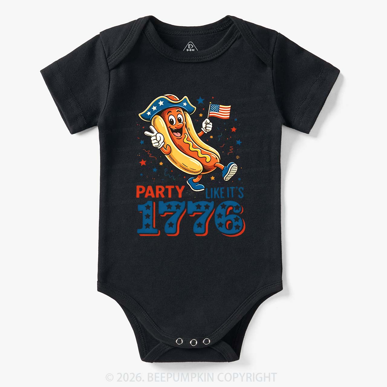 Party Like It's 1776 4th Of July Hot Dog Bodysuit