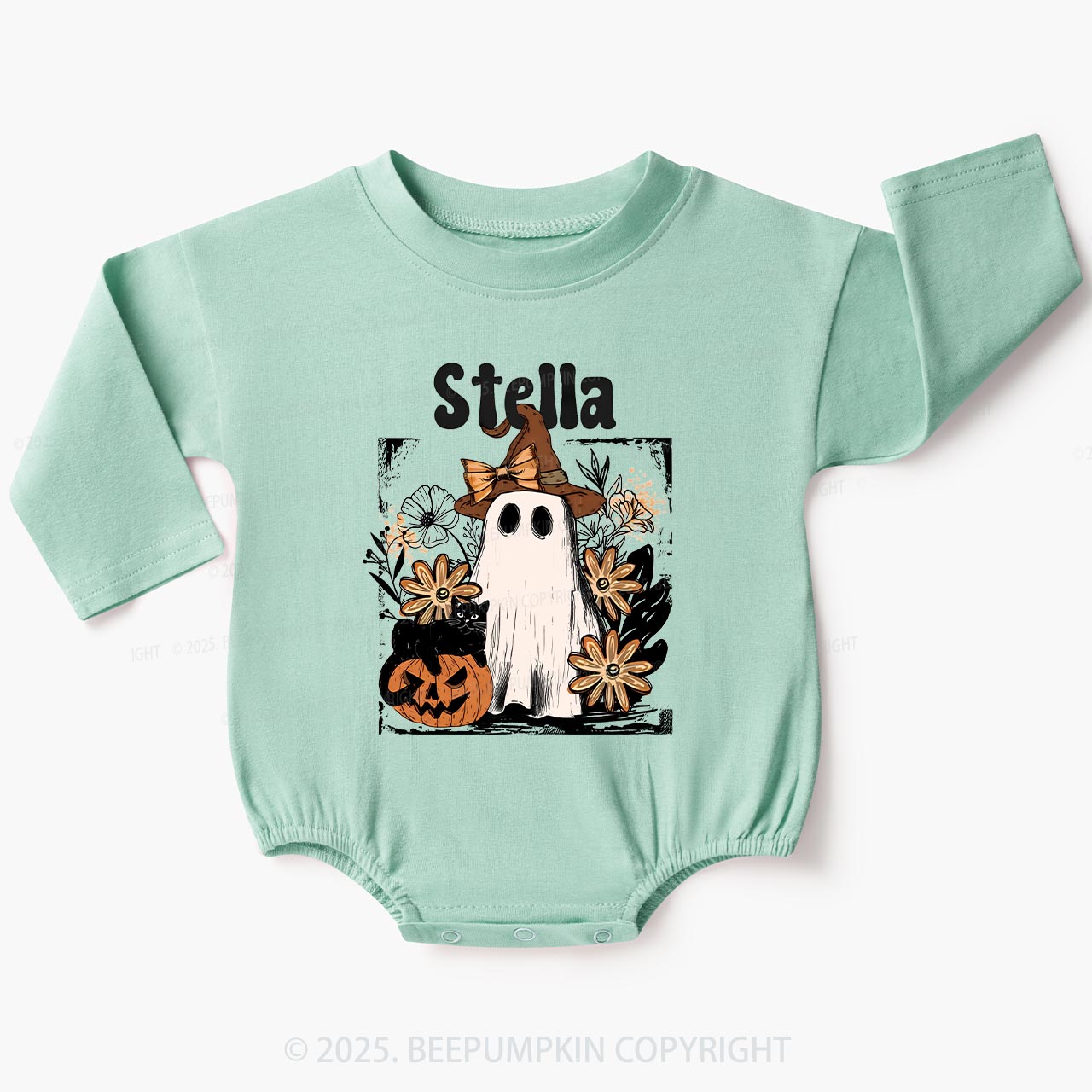 Personalized Spooky Pumpkin Baby Bubble Romper Beepumpkin