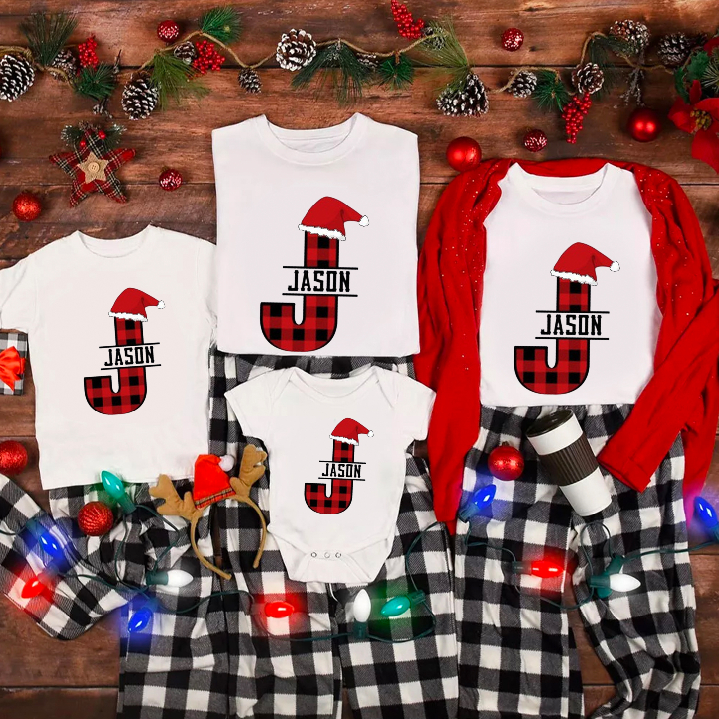 Personalized Capital Letters Christmas Family Matching Shirt
