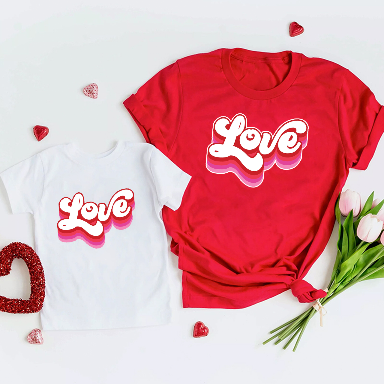 Retro Love Valentine Day Matching Shirts