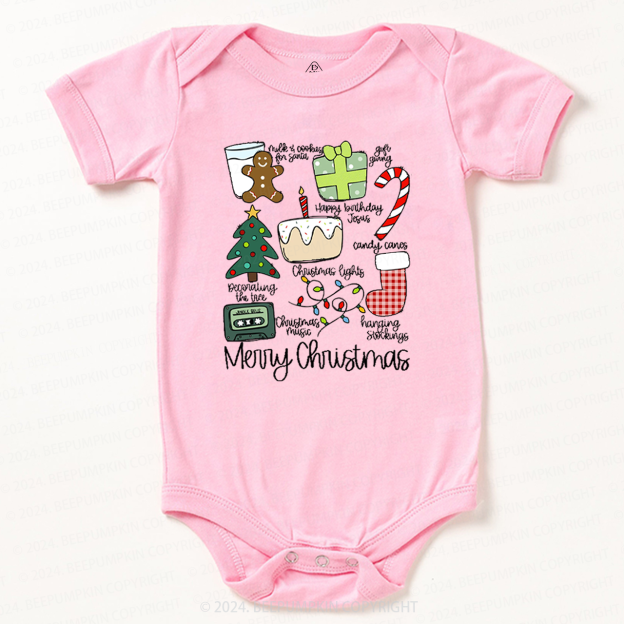 Merry Christmas Retro Holiday Baby Bodysuit