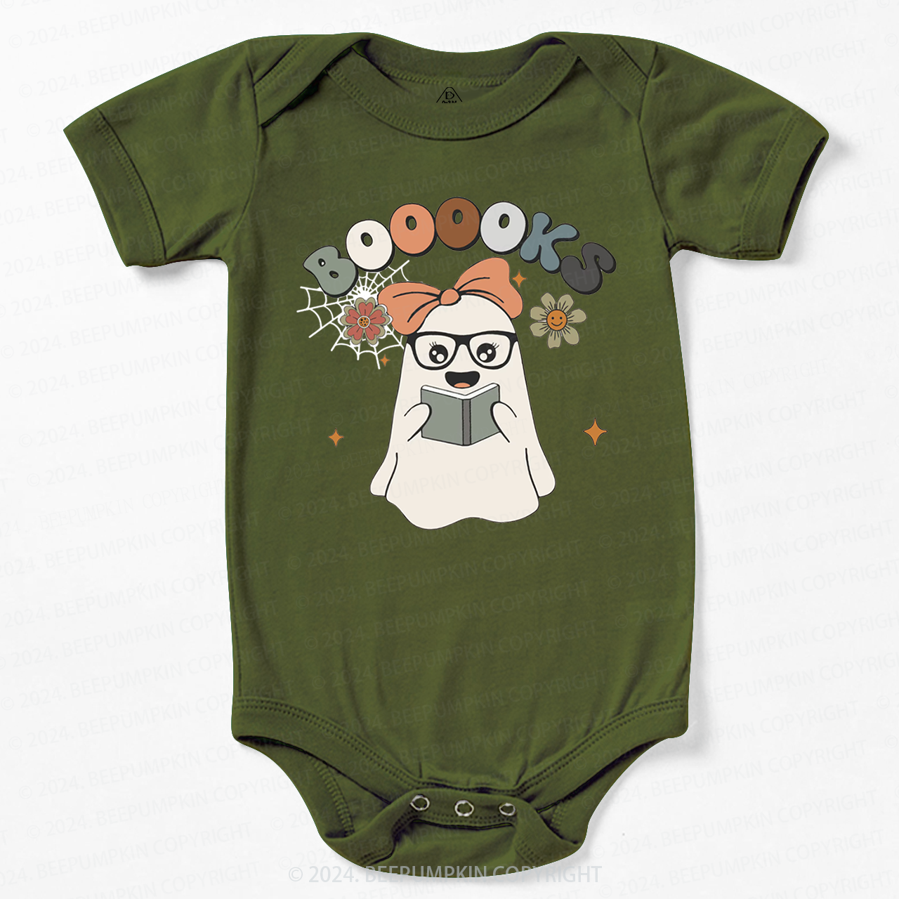 Girl Boooks Cute Ghost Halloween Tee Bodysuit For Baby