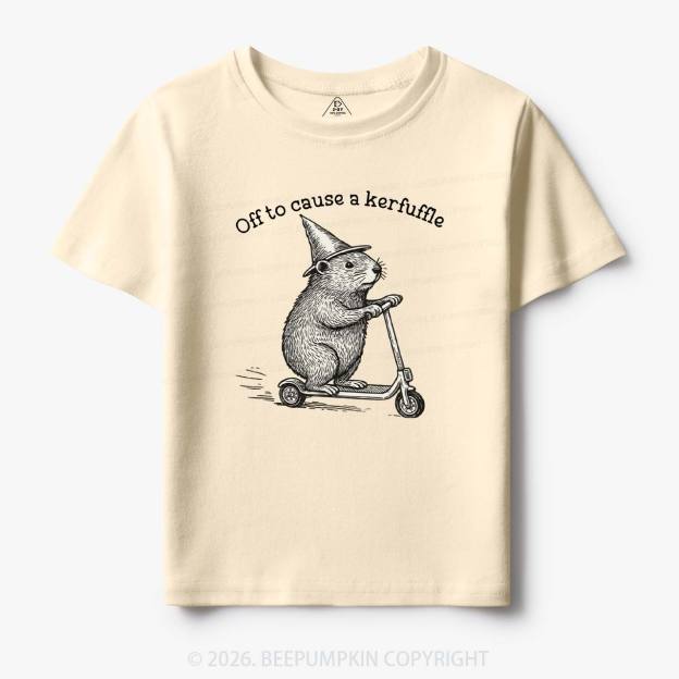 Off To Cause A Kerfuffle Groundhog Scooter Toddler&Kid's Tees