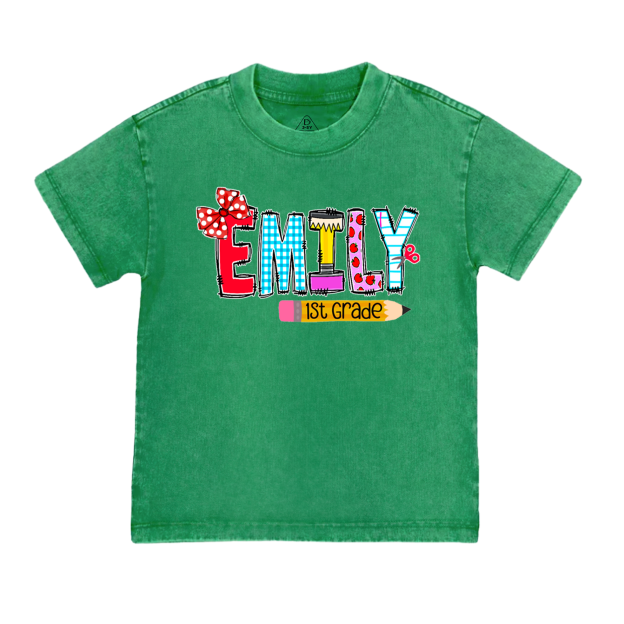 Personalized Name First Day Of School Toddler&Kids Washed Tees