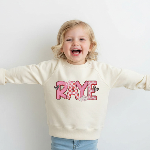 Personalized Heart Check Name Valentine's Day Kid's Sweatshirt
