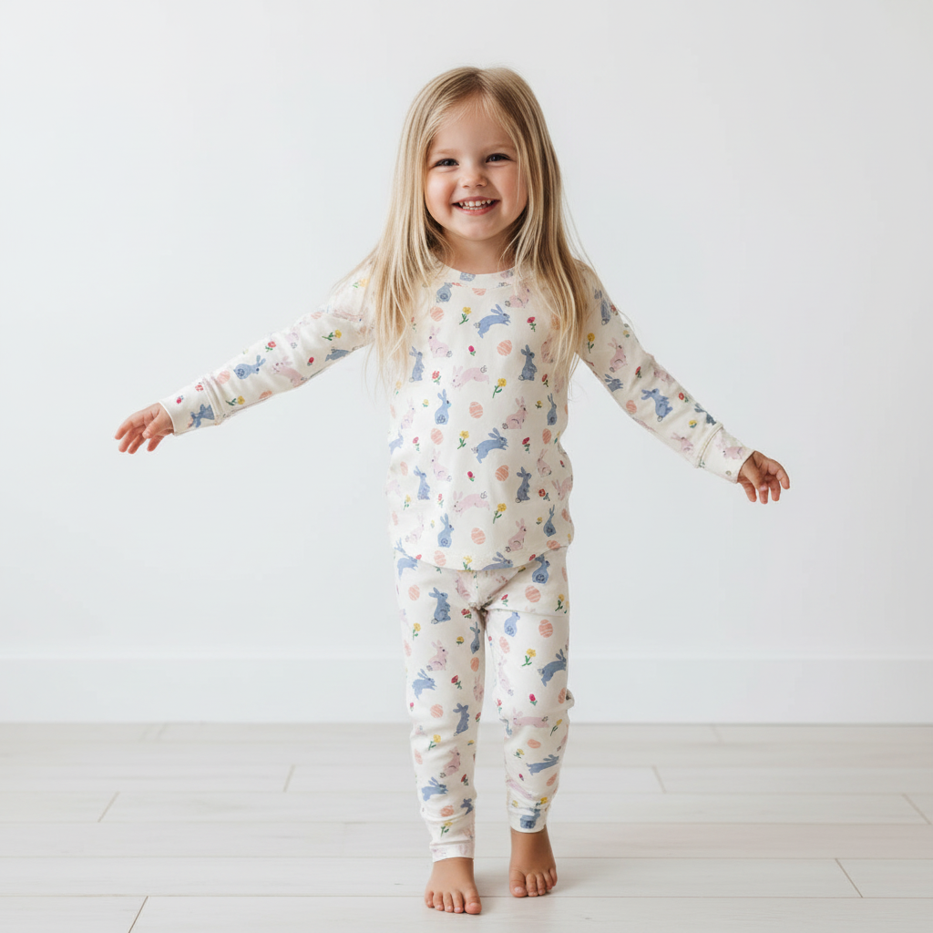 Easter Egg Bunny Two-Piece Pajama Set For Kids