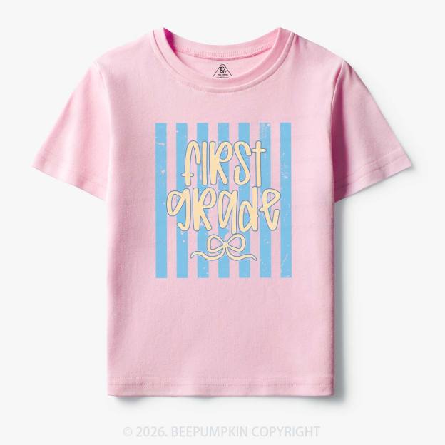 Colorful Stripes First Grade Cutie Bow Toddler&Kid's Tees