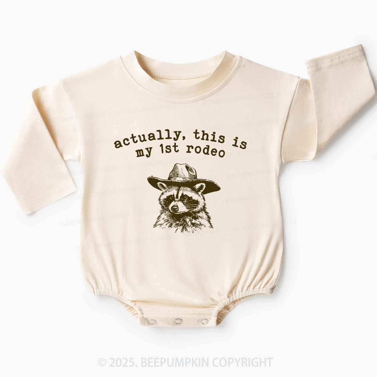 Raccoon My first Rodeo Birthday Baby Bubble Romper Beepumpkin