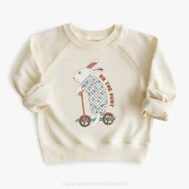 Bunny Scooter On The Hunt For Easter Eggs Kid's Sweatshirt