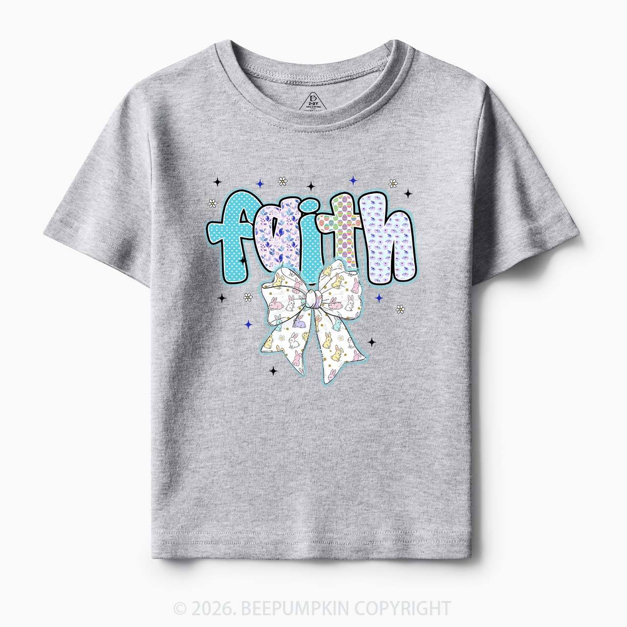 Blooming Faith Bunny Bow Toddler&Kid's Tees
