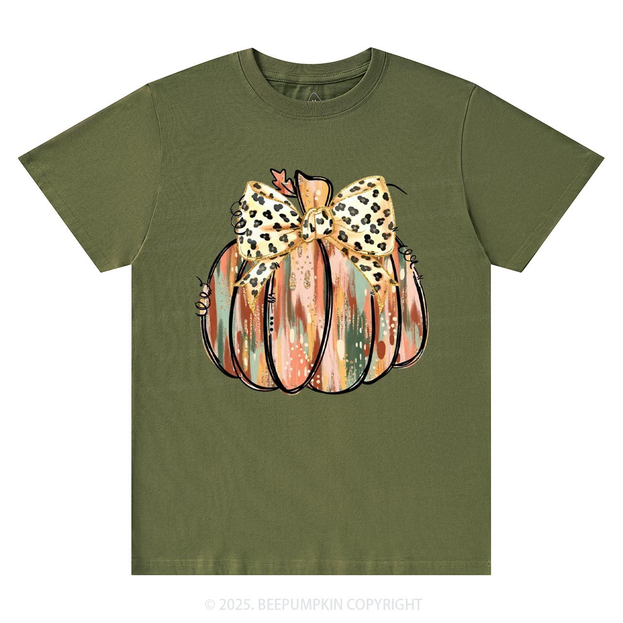 Colorful Coquette Gold Glitter Pumpkin T-Shirts Beepumpkin