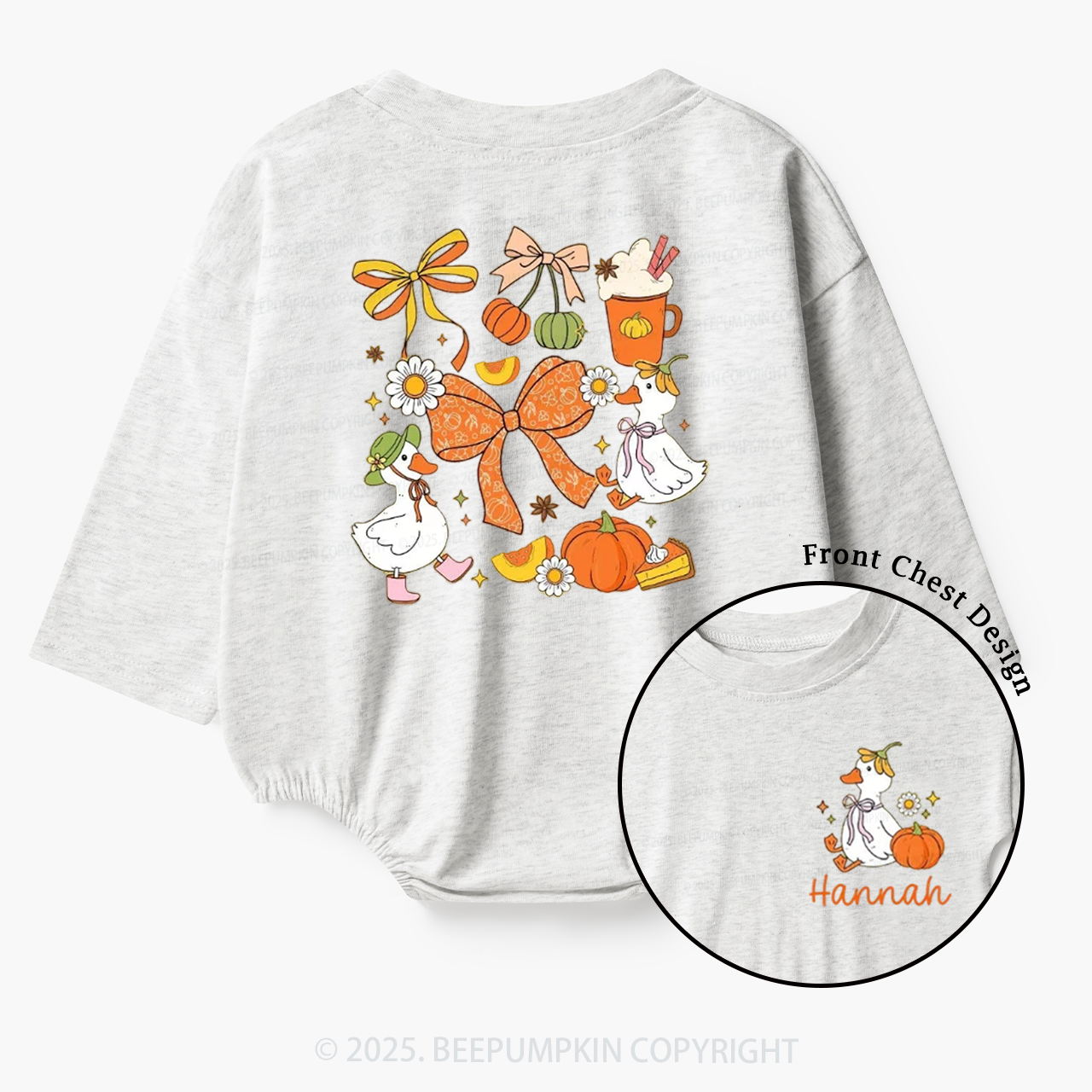 Personalized Name Pumpkin and Goose Baby Bubble Romper Beepumpkin