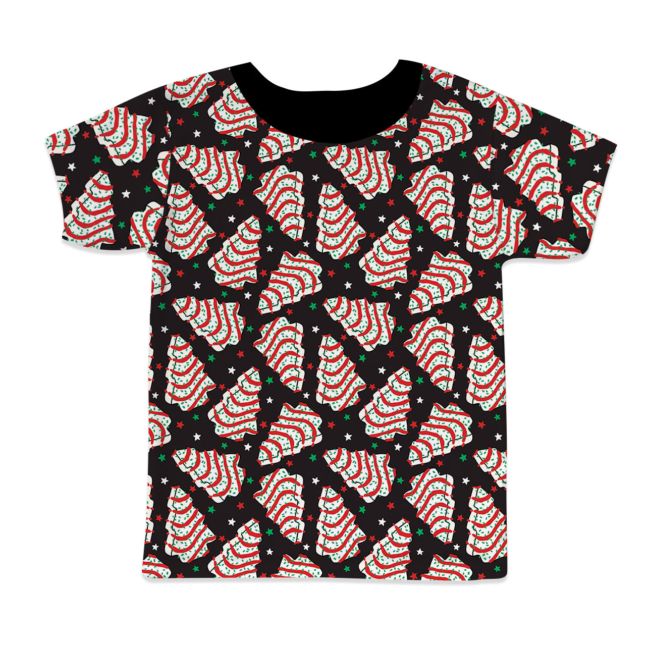 Black Christmas Tree Cakes All-Over Print Short Family Matching Pajama Sets