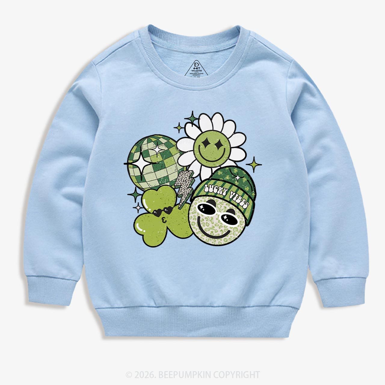 Disco Lucky Vibes St.Patricks Day Kids Sweatshirt