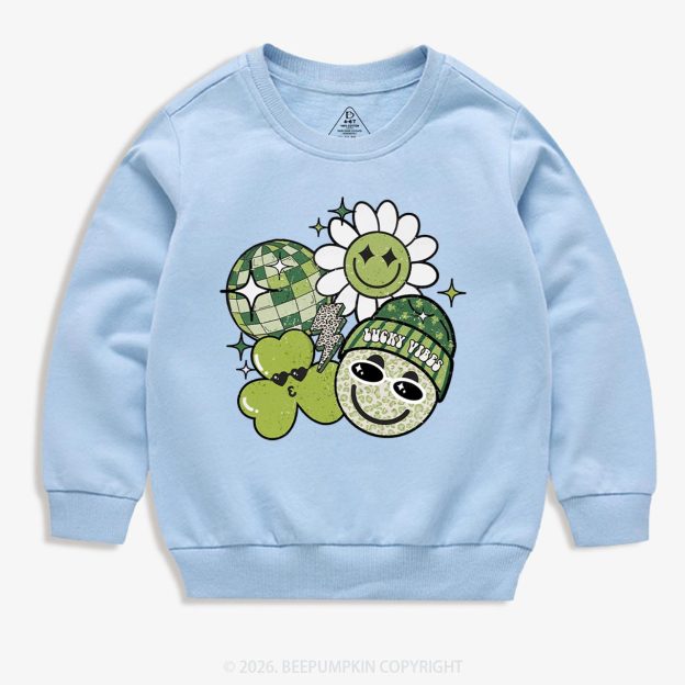 Disco Lucky Vibes St.Patricks Day Kids Sweatshirt
