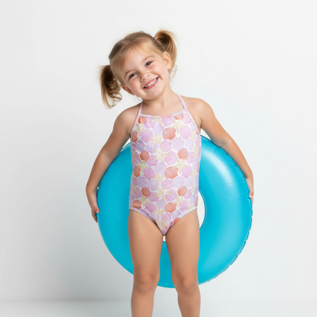 Ocean Shell Girls Halter Tie Swimsuit