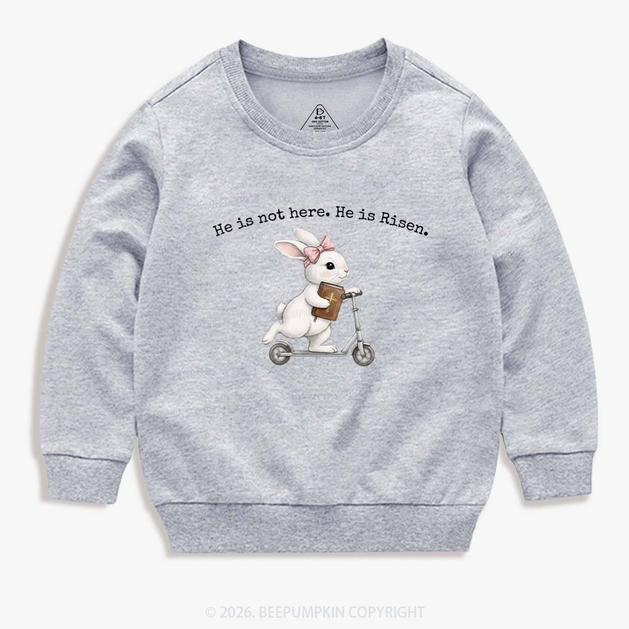 He Is Not Here He is Risen Rabbit Christian Easter Kid's Sweatshirt