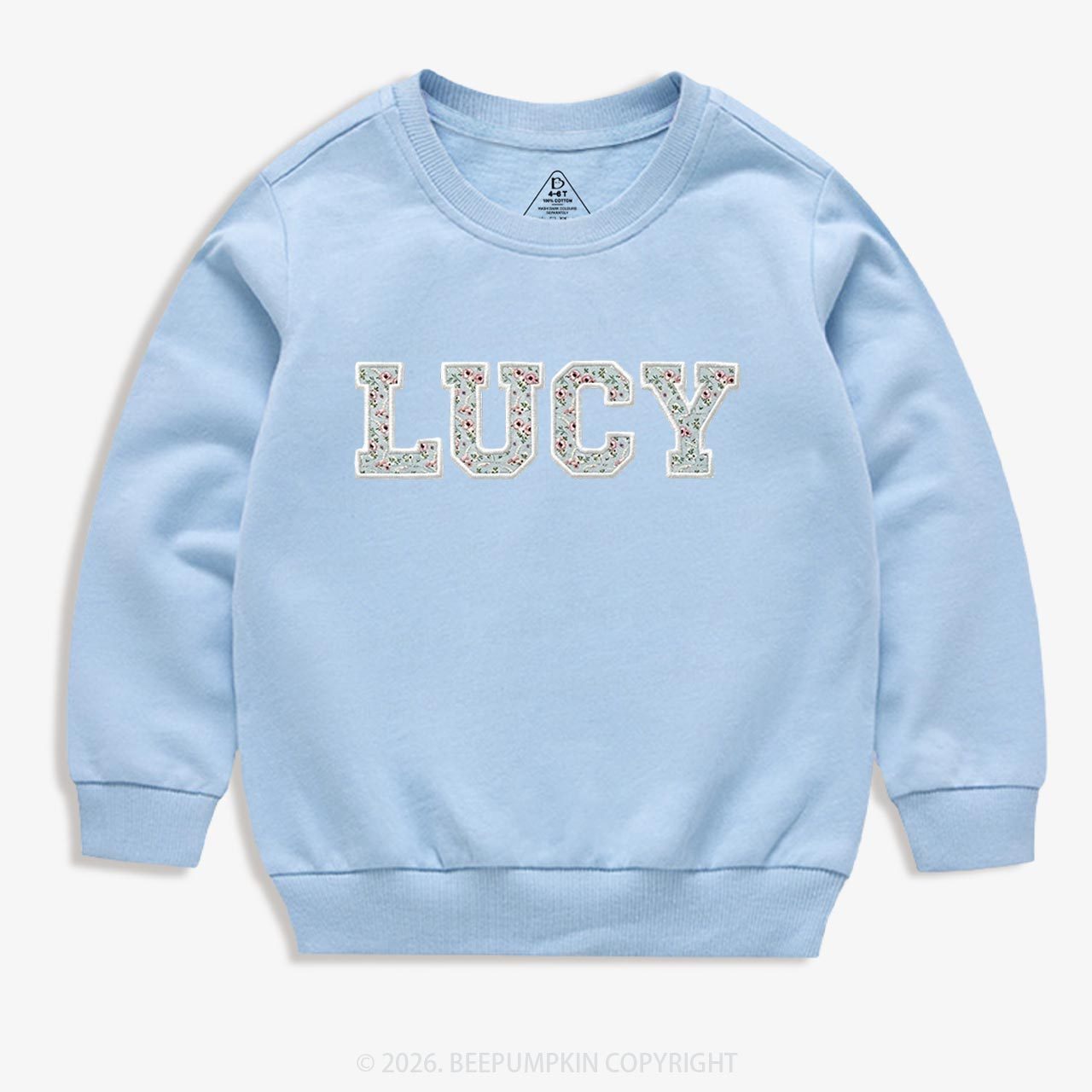 Personalized Vintage Blue Rose Applique Toddler&Kid's Sweatshirt