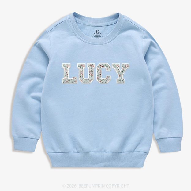 Personalized Vintage Blue Rose Applique Toddler&Kid's Sweatshirt