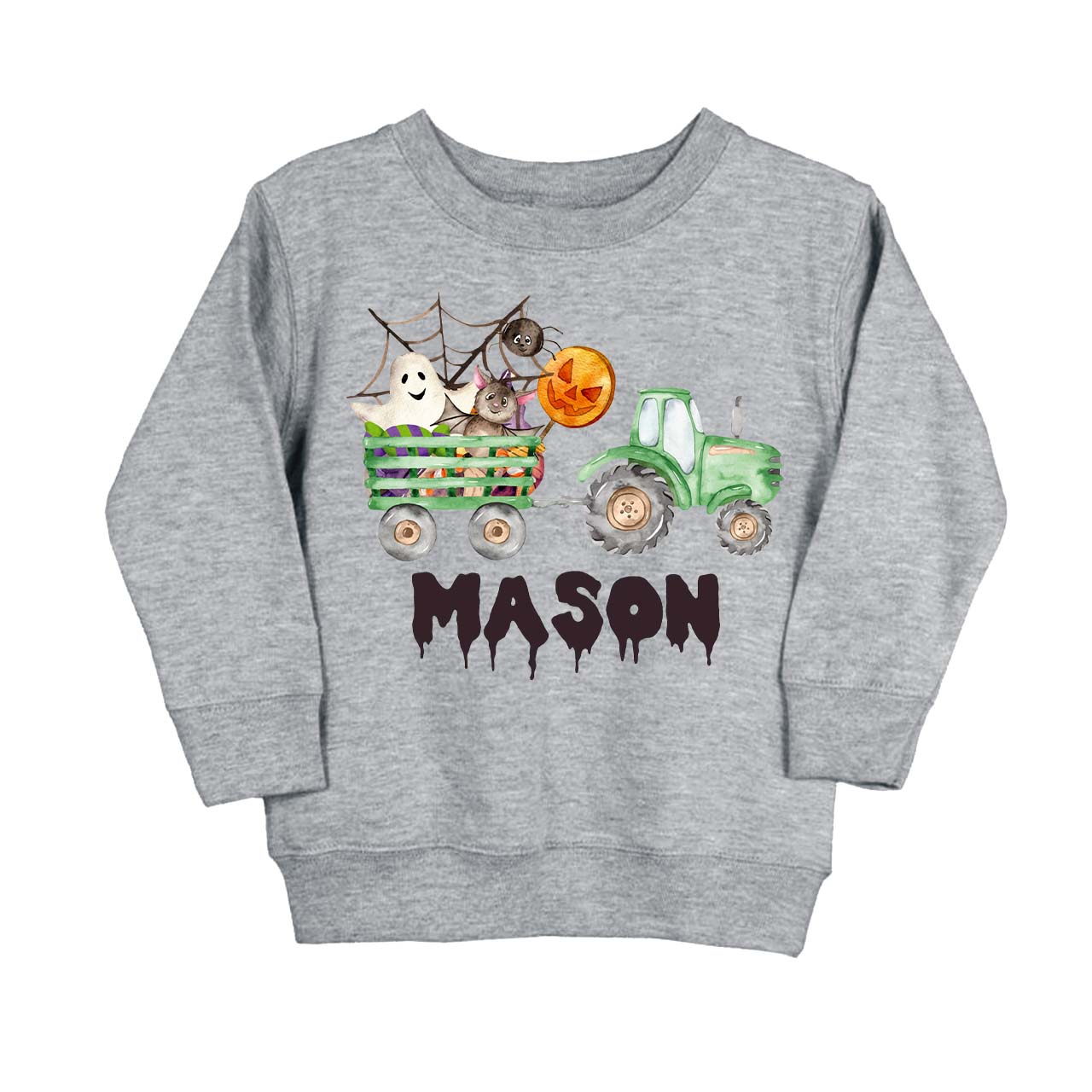 Custom Green Tractor Halloween Sweatshirt For Kids