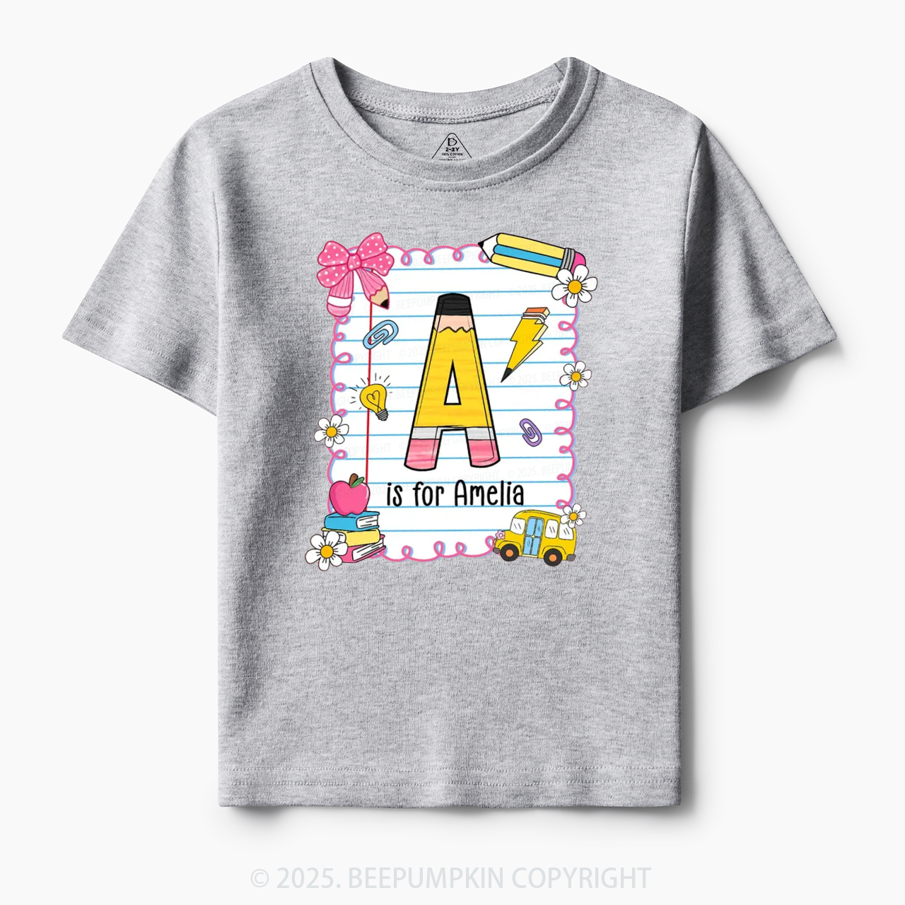 Personalized Alphabet Pencil Name Toddler&Kid's Tees Beepumpkin