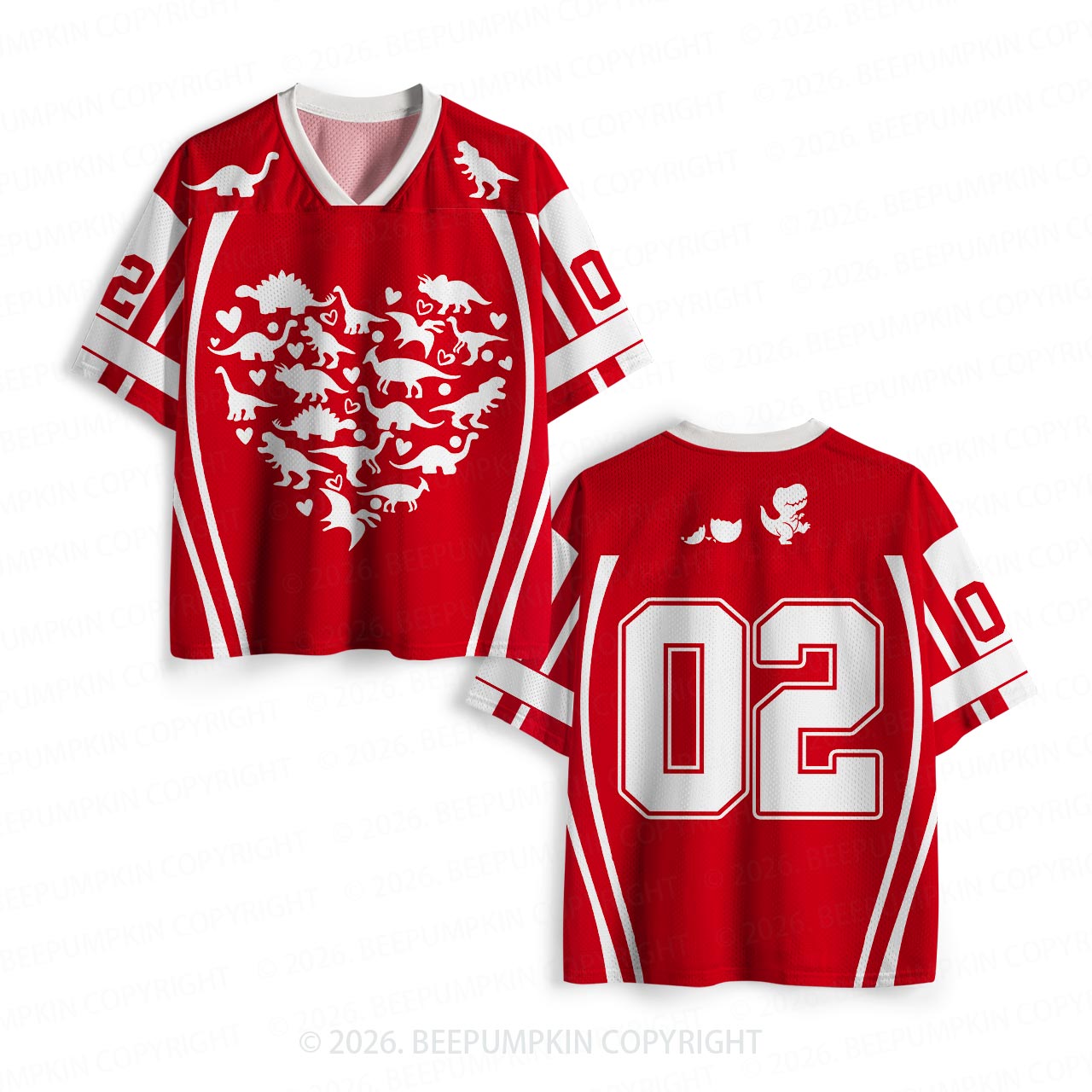 Dinosaur Hot Heart Toddler&Kid's Sport Jersey